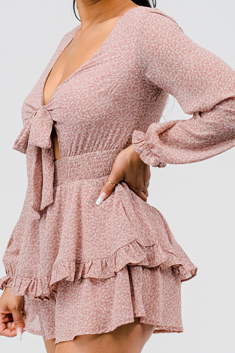 #P1771-2 Smocked Waist Double Layer Romper