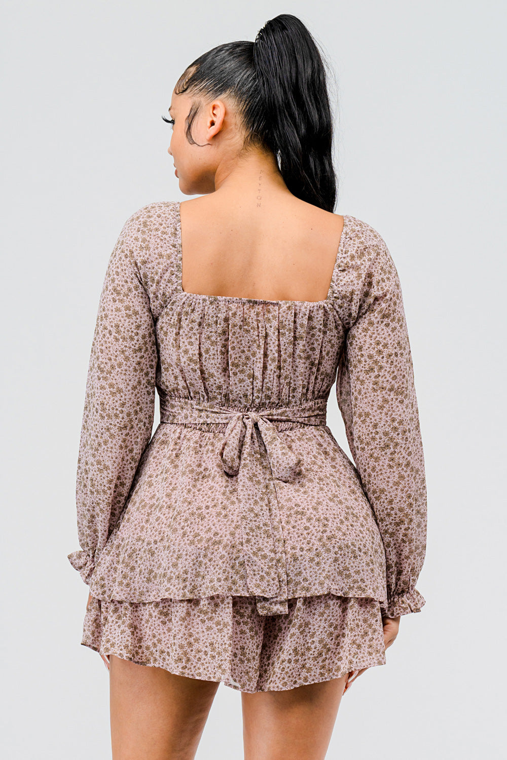 #P2307 Self Tie Chiffon Romper
