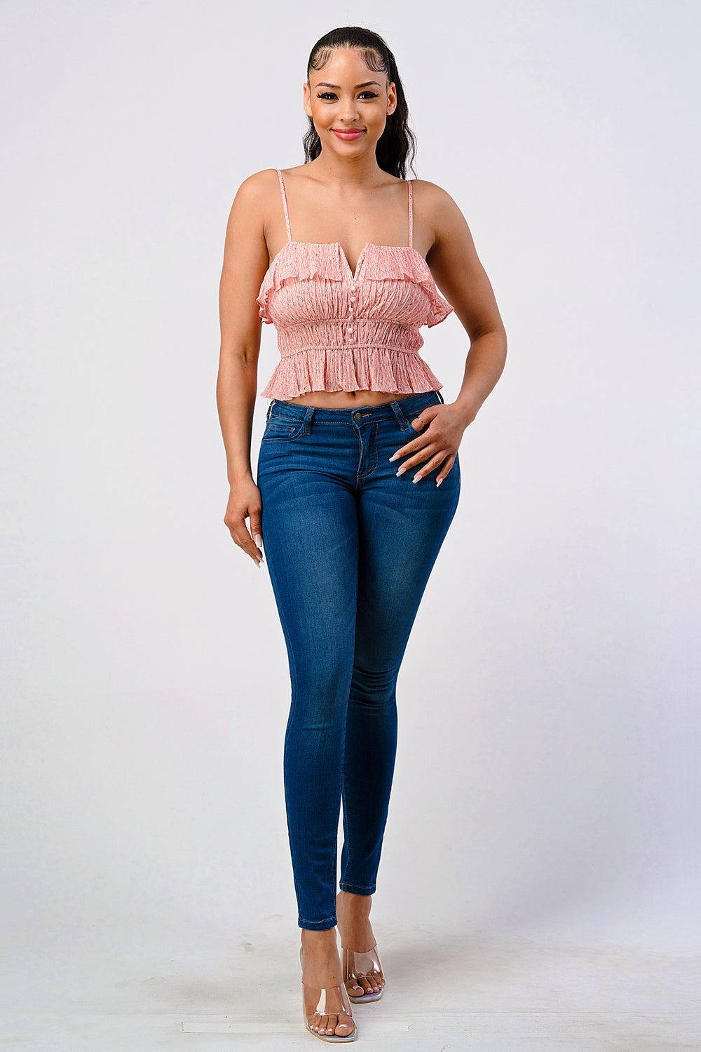 #T4283 Crop Top with Ruffles