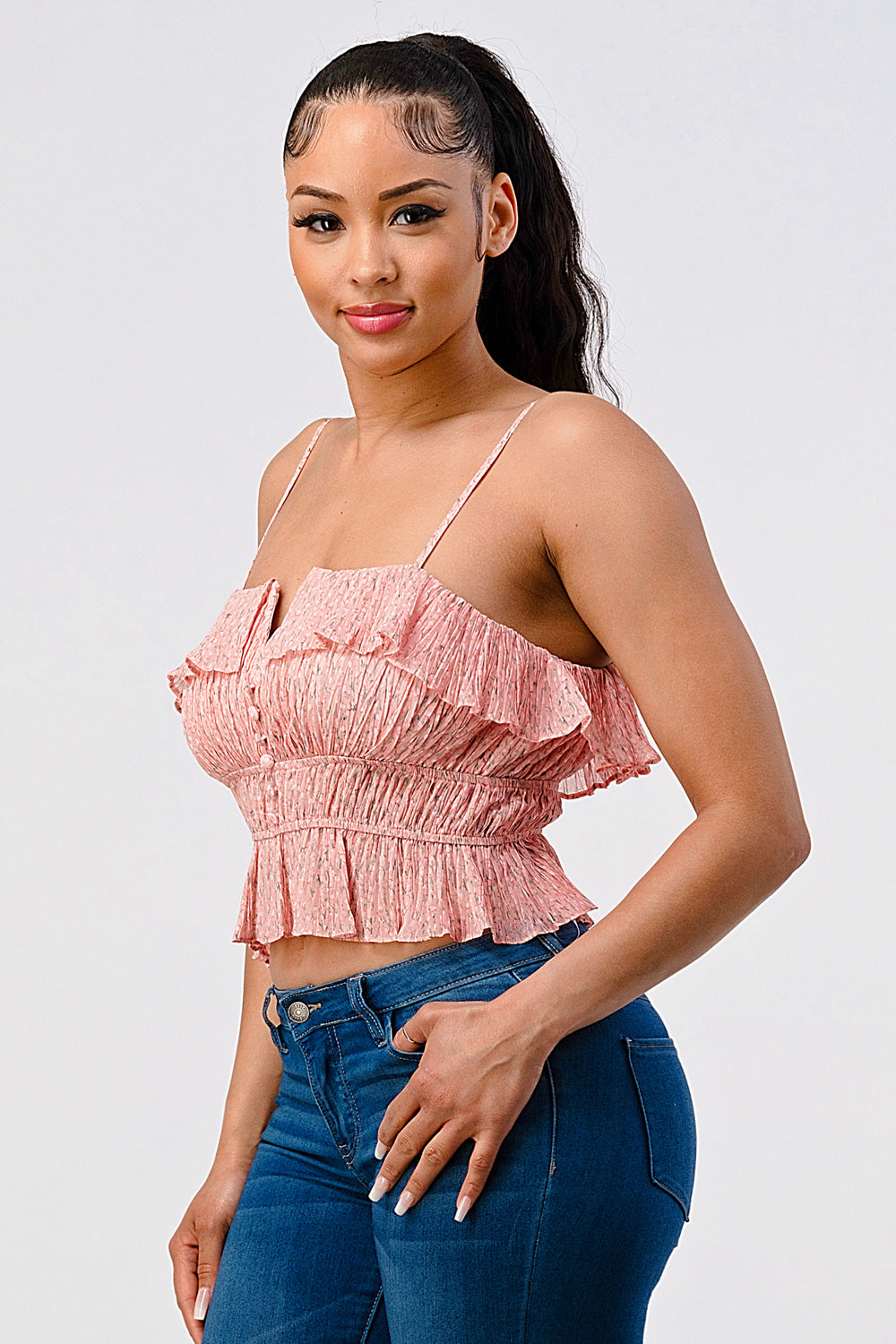 #T4283 Crop Top with Ruffles