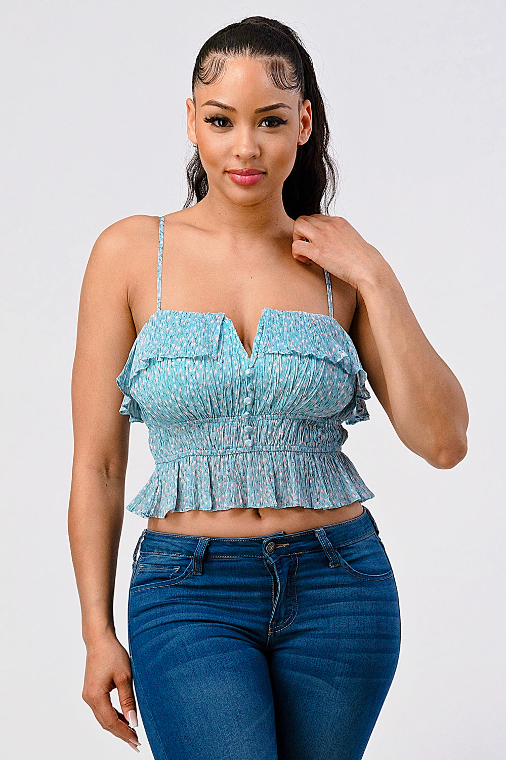 #T4283 Crop Top with Ruffles