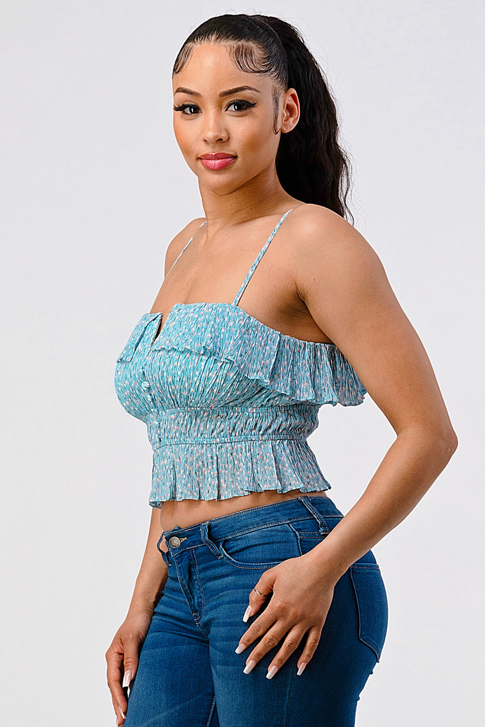 #T4283 Crop Top with Ruffles